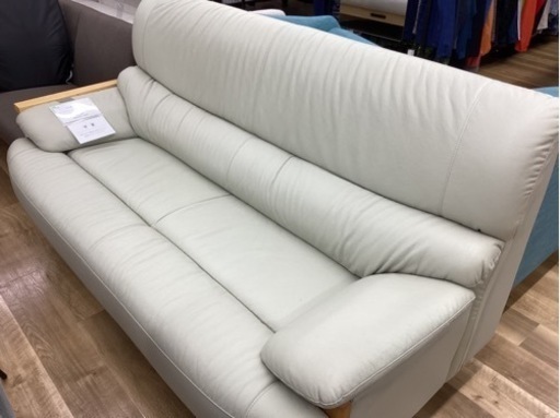 取りに来られる方限定！！　 3人掛けソファ　半皮　アイボリー