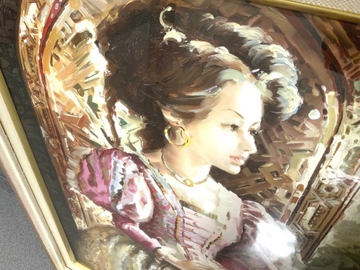 9103 真作保証 William Cane ウィリアム・ケイン 婦人像 油彩 10号 美人図 額装 コレクター収蔵品