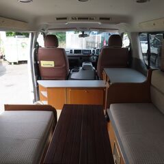 ユーザー買取車/ハイエースワゴンGL/検7年1月/カーインテリア高橋/10人乗り/リラックスワゴン/インバーター/サブバッテリー/ナビ/Bカメ/TVの画像