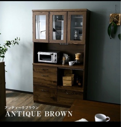 取引決定済【LOWYA】食器棚／キッチン収納／キッチンラック／リビング収納／