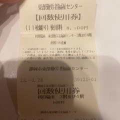 清水テルサ　静岡市東部勤労者福祉センター回数券