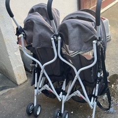 【美品・動作良好】Oshine 横型2人乗りベビーカー 双子や年子に最適！コンパクト収納の画像