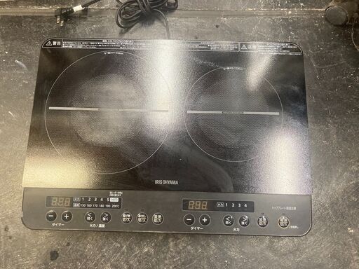 ☆中古￥7,000！IRIS OHYAMA　2口IHコンロ　家電　IHK-W13S-B型　2022年製　【BE080】