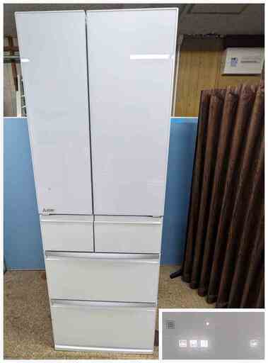 三菱 6ドア冷凍冷蔵庫 470L 2022年製 MR-WX47H-W スリム AI