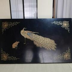 漆塗り テーブル 孔雀