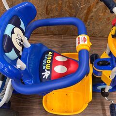 札幌 東区 ides ポップンカーゴ三輪車 ミッキーマウス 1.5歳から5歳未満 80cm～100cm 20kgまで ガード付き ブザーおもちゃ付き  乗り物 押し棒 動作良好 の画像