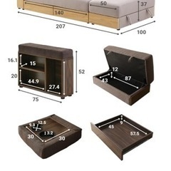 【美品】40％OFF‼️収納付き3人掛けソファベッド※早い者勝ちの画像
