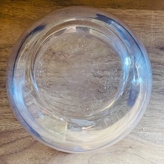 昭和レトロ 金魚鉢 ガラス製 フリル 青フチ 透明ガラス 金魚・メダカ入れ アンティーク 気泡　水槽 の画像