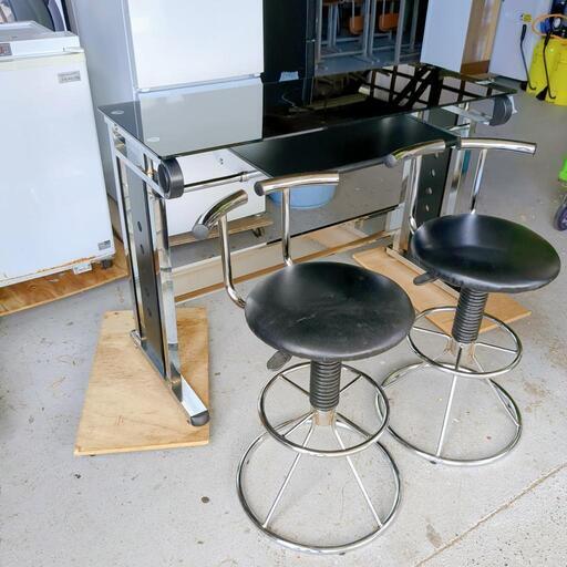 カウンターテーブル＆チェア2脚セット☆ブラック、オシャレ、バー【こちらは店舗です。浜村鹿野温泉ICから3分 買取本舗 宮本リサイクル 営業時間９～１９時 定休日水曜日】