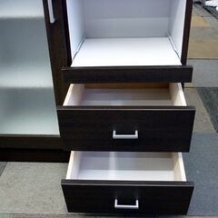 ☆家電ボード キッチンボード 幅800mm 奥行400mm 高さ1210mm 食器棚 レンジボード キッチン収納 ブラウン 札幌 北20条店の画像