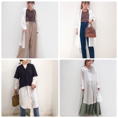 Lサイズ グローバルワーク ジョーゼットバンドカラーシャツワンピースの画像