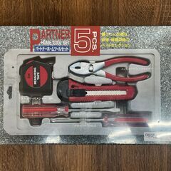 【リサイクルショップどりーむ鹿大前店】No.8589 工具セット パートナーホームツールセット R-6755 L型カッター(ストッパー付),コンビネーションプライヤー,ストッパー付メジャー(2m),プラスドライバー(No.2),マイナスドライバー(6㎜)の画像