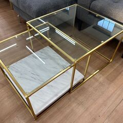 【展示品・未使用品】ネストテーブル サイドテーブル2点セット ガ...