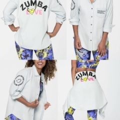 ☆新品☆Zumba Love Button Down Shirt デニムシャツ Z1T000247 Denim Mサイズの画像