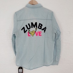 ☆新品☆Zumba Love Button Down Shirt デニムシャツ Z1T000247 Denim Mサイズの画像