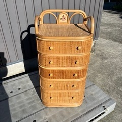 ラタン 5段チェスト 昭和レトロ 箪笥 たんす タンス 籐家具 ...