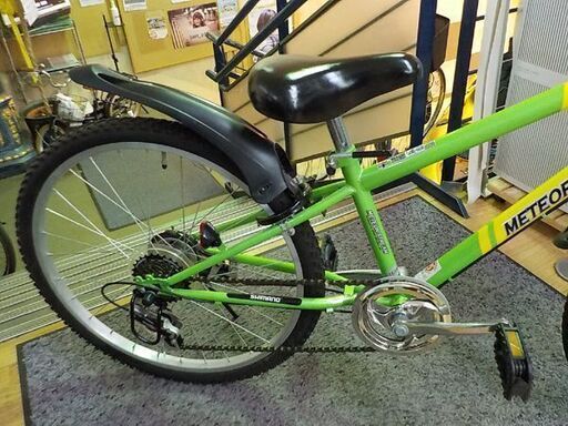 美品！24インチ 子供用自転車 グリーン 6段変速 カゴ・鍵・ライト付き メテオストリーム ジュニアサイクル　西岡店