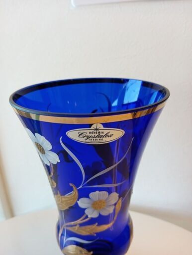 チェコボヘミア花瓶　青　　オブジェ　ビンテージ チェコボヘミア花瓶 青 オブジェ ビンテージ 【公式通販】
