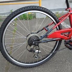 自転車 24インチ 外装6段切替 レッド×ブラック MTBスタイル ☆ 札幌市 北区 屯田の画像