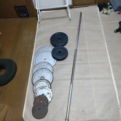 バーベルシャフトと自作プレートの画像