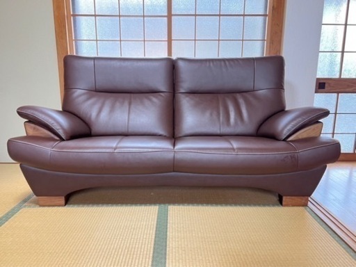 定価50万円希少　カリモク　チターノ2人掛けワイドソファ　Zシリーズ本革