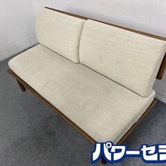 ニトリ/NITORI 布張り ソファ 2人掛け オークエスト 天然木(ナラ) ミドルブラウン/アイボリー 中古家具 店頭引取歓迎 R8312