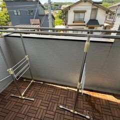 【あげます】ステンレス物干し竿 + 物干し台【中古】