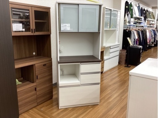 取りに来られる方限定！！　レンジボード　松田家具　モイス加工　ホワイト×ブラウン