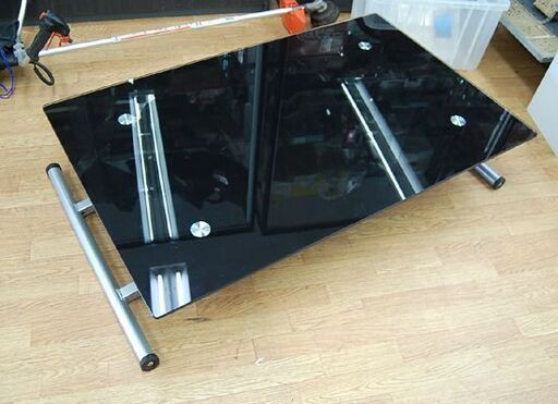 ニトリ ガラス昇降テーブル 幅120×奥行75×高24～73㎝ DTアクティブYE