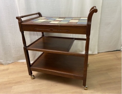 MB225【DARGIA】ダルギア カントリーサイドタイルトップ 引出し付 キッチンワゴン サイドテーブル キッチン用品 キャスター付