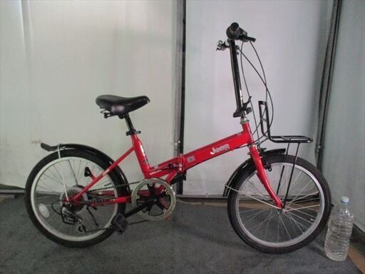 D526　★14000円★　折りたたみ中古自転車【　JEEP　赤　20インチ 】