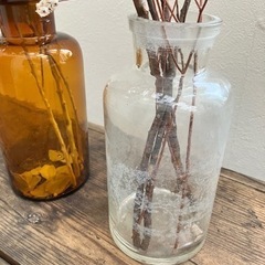 アンティーク薬瓶２つ　茶色＆クリア　昭和レトロ　古道具の画像