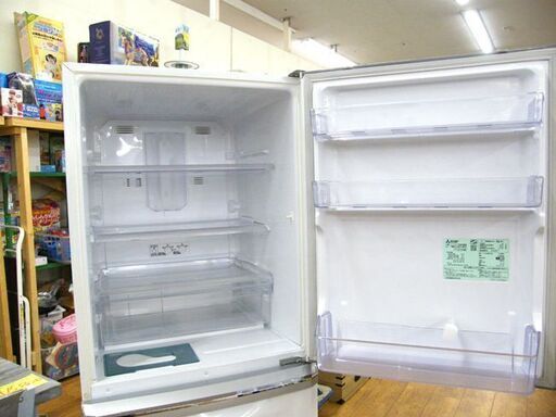 MITSUBISHI 3ドア冷蔵庫 2014年製 335L MR-C34Y-W 300Lクラス 自動製氷 ホワイト 三菱 札幌市 厚別店
