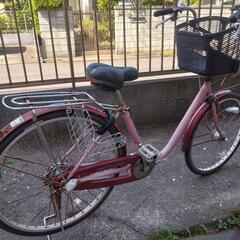 子乗せ自転車　26インチ　ピンク　ママチャリ の画像