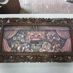 バリ絵画　バロン絵画　油絵　木製額縁　インドネシア　インテリア　飾り