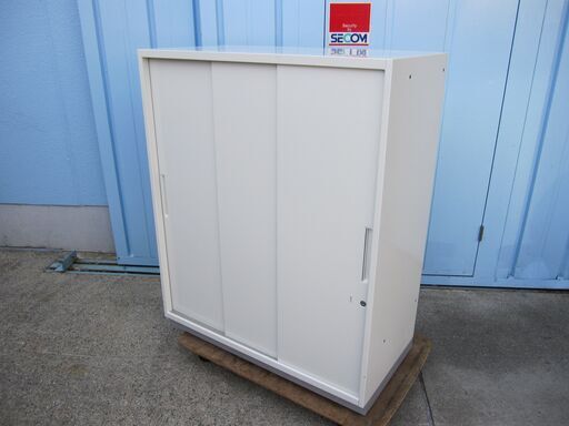 引違書庫　ホワイト　鍵あり　プラス製　L6-105SS　900ｘ450ｘ1100