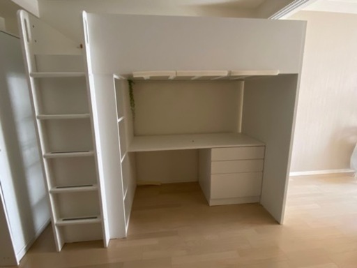 家具 デスク 収納付きロフトベッド