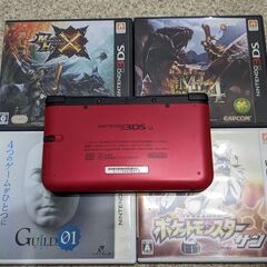 ニンテンドー3DSLL 本体 レッド　ソフト4本の画像
