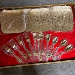 昭和レトロ食器　デザート　フルーツ皿とカトラリーのセット