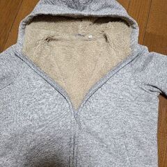 ●古着●UNIQLO ユニクロ 裏起毛ジップアップパーカー 150●グレー●の画像