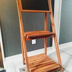 木製　折りたたみ　ガーデンラック　黒板付き
