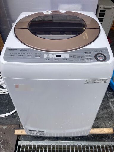 ☆中古￥16,800！SHARP　10.0kg洗濯機　家電　ES-GV10C-T型　2019年製　【BE084】