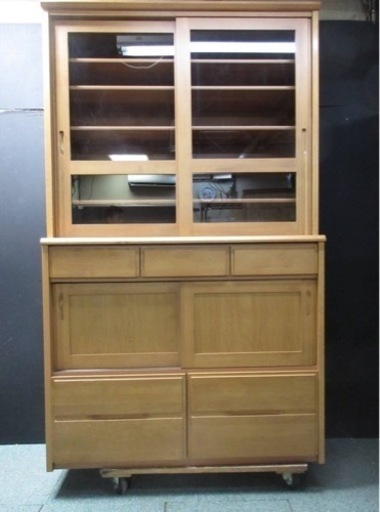 MF111 【 食器棚 】横120cm×高200cm×奥45cm 北欧キッチンボード 可愛い ナチュラルカラー