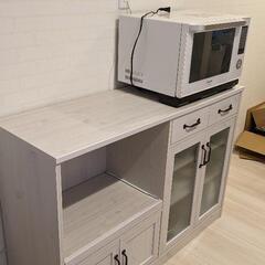 レンジボード 食器棚　幅120cm　LUK80-120L　ホワイ...