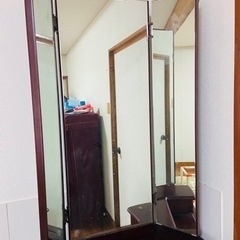 【三面鏡】ドレッサー 椅子付き 紫檀 レトロの画像