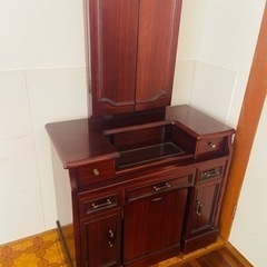 【三面鏡】ドレッサー 椅子付き 紫檀 レトロの画像