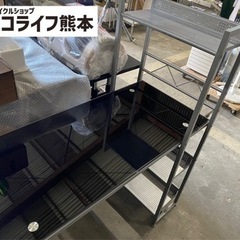 メタルデスクガラス天板　机　パソコンデスク