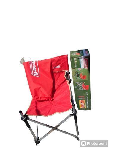 【売ります】コールマン　スリム収納キャプテンチェア　アウトドアチェア　赤　②