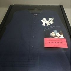 L17266 【直筆サインユニフォーム】 DON LARSEN 貴重 本物 メジャーリーグ ドンラーセン ニューヨークヤンキース 写真 証明書 額装 未使用 