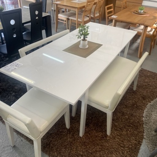 家具 ダイニング5点セット　伸びるタイプ